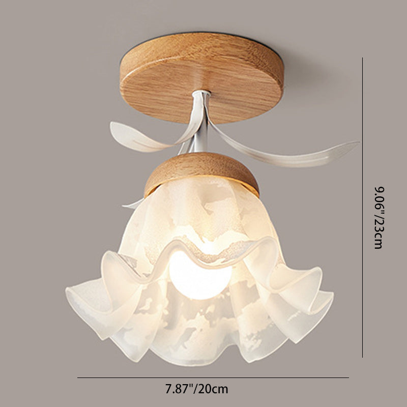 Scandinavische Plafondlamp Hout en Glas