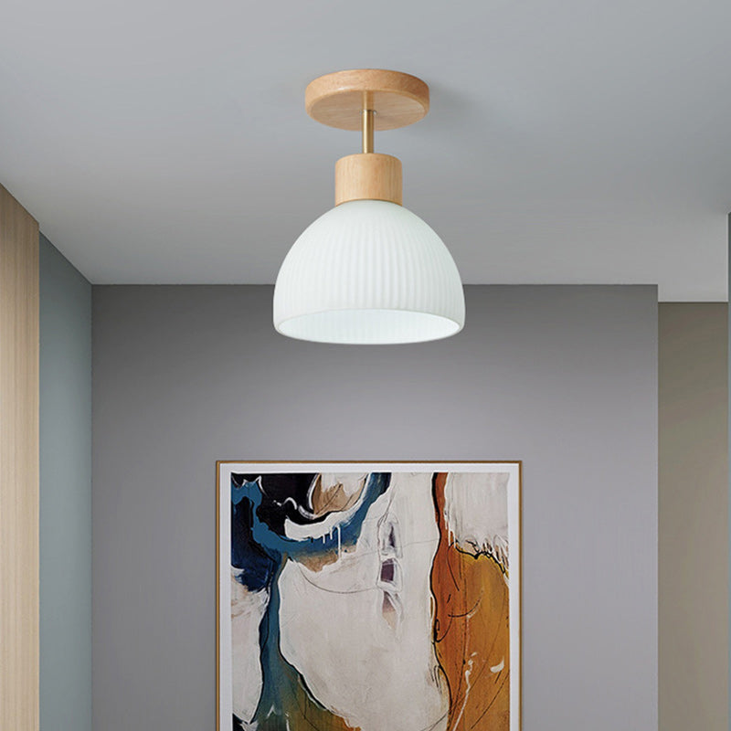 Scandinavische Plafondlamp Hout en Glas