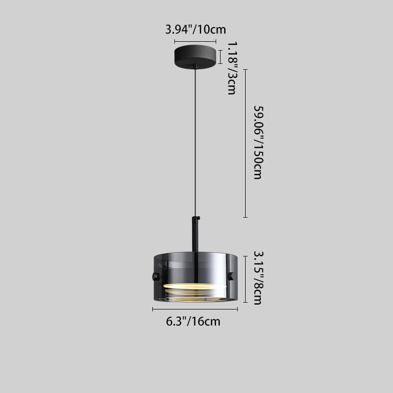 Minimalistische Smoke Gray LED Hanglamp