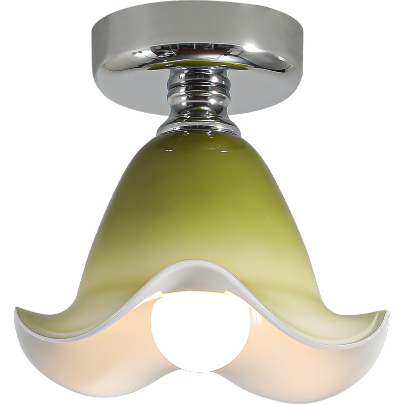 Semi-Flush Plafondlamp met Groene Glazen Kap