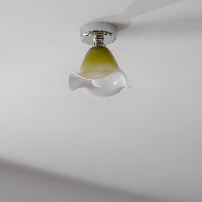 Semi-Flush Plafondlamp met Groene Glazen Kap