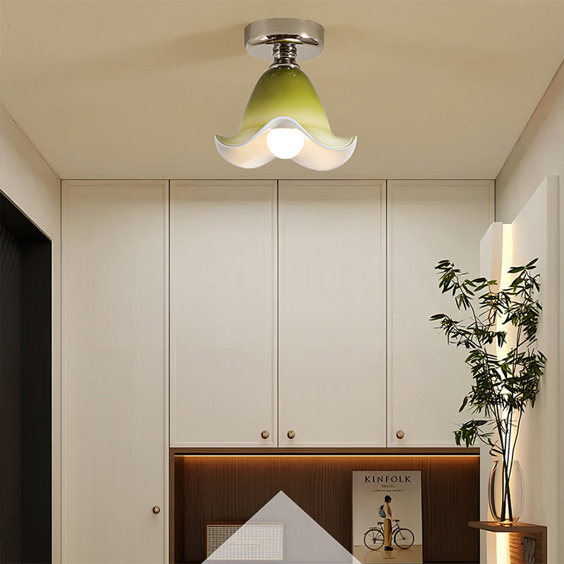 Semi-Flush Plafondlamp met Groene Glazen Kap