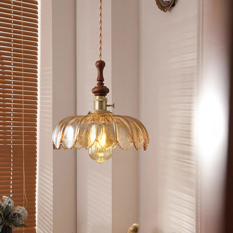 Franse Hanglamp met Houten Detail