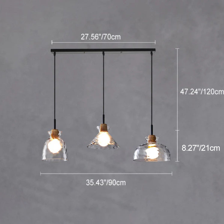 Moderne Glazen Hanglamp Met Houten Accenten