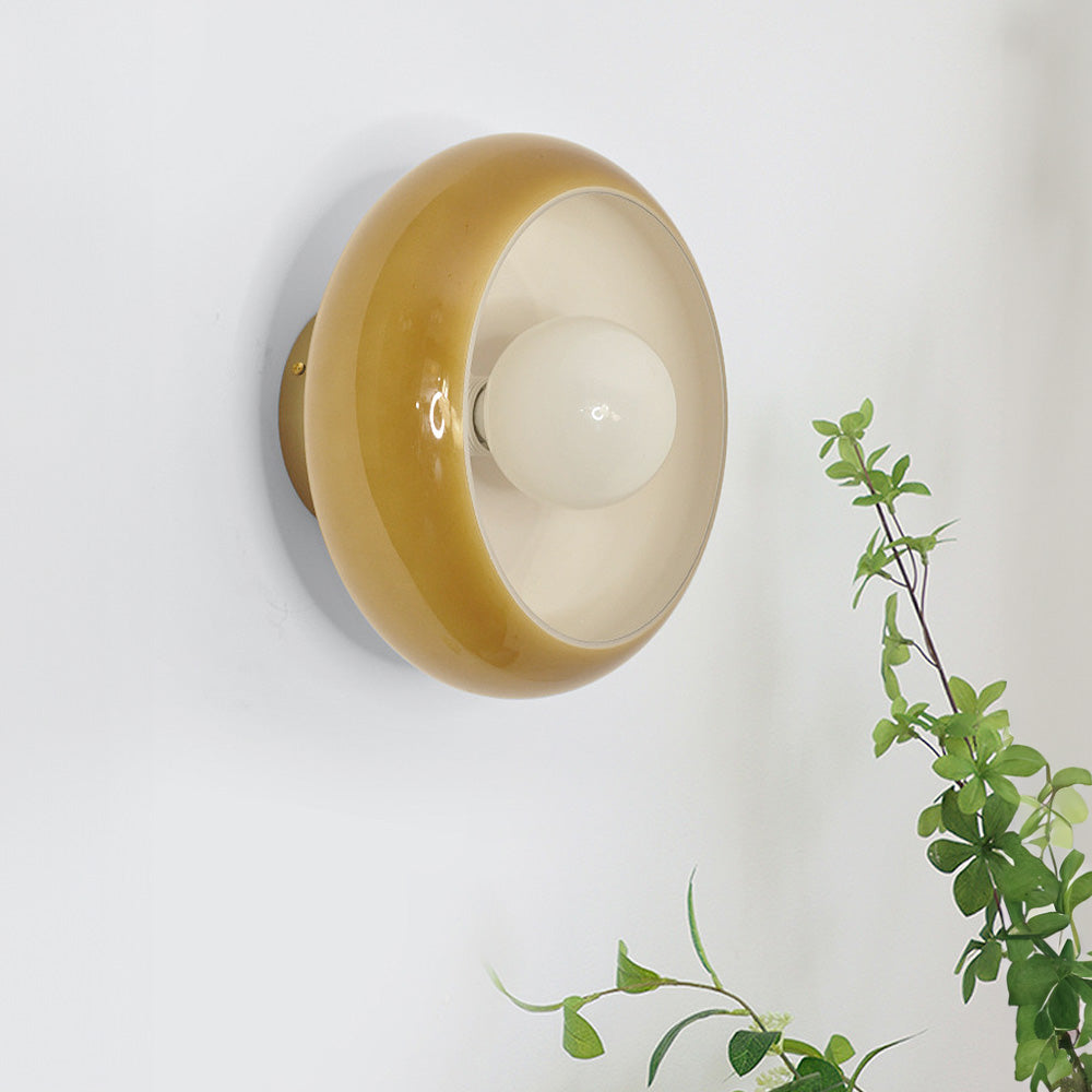 Mid-Century glazen semi-flush plafondlamp