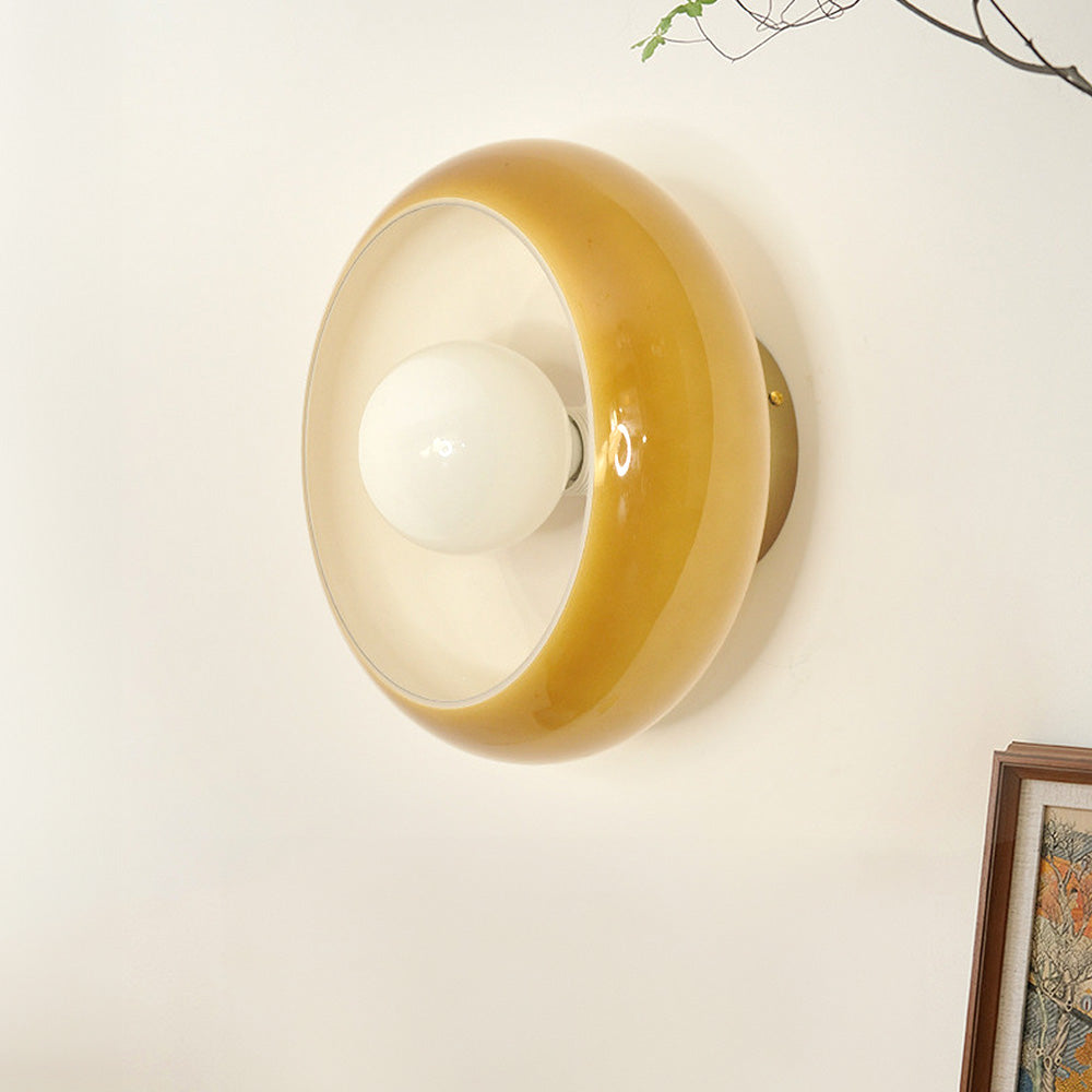 Mid-Century glazen semi-flush plafondlamp