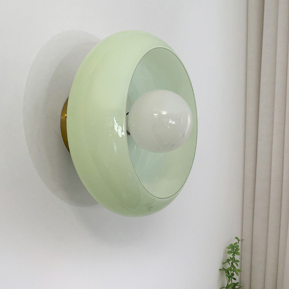 Mid-Century glazen semi-flush plafondlamp
