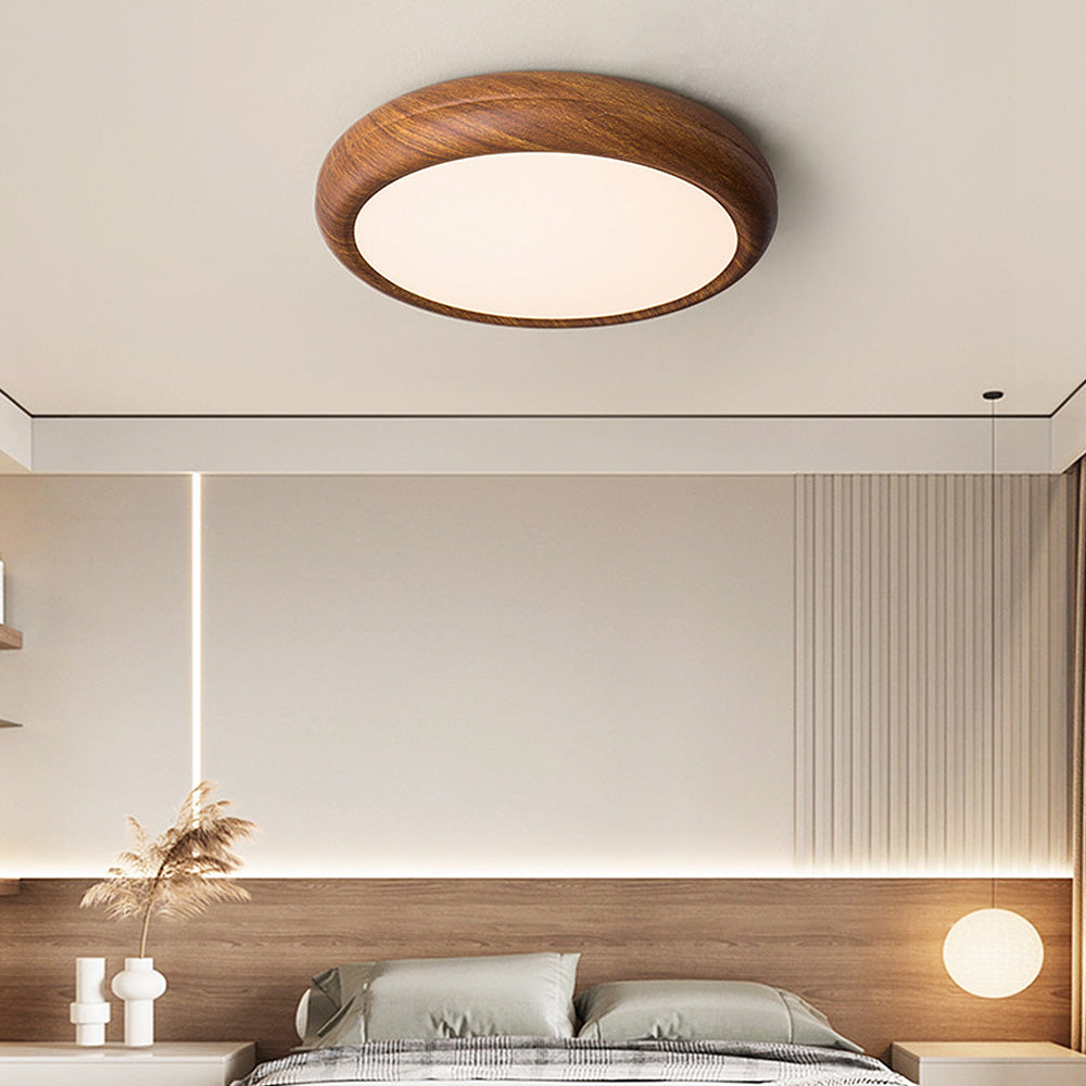 Scandinavische LED Plafondlamp met Houtaccent