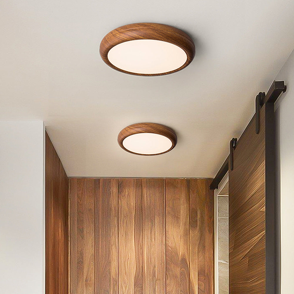 Scandinavische LED Plafondlamp met Houtaccent