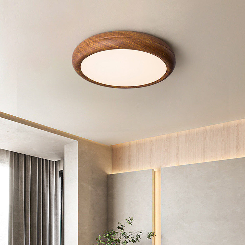Scandinavische LED Plafondlamp met Houtaccent