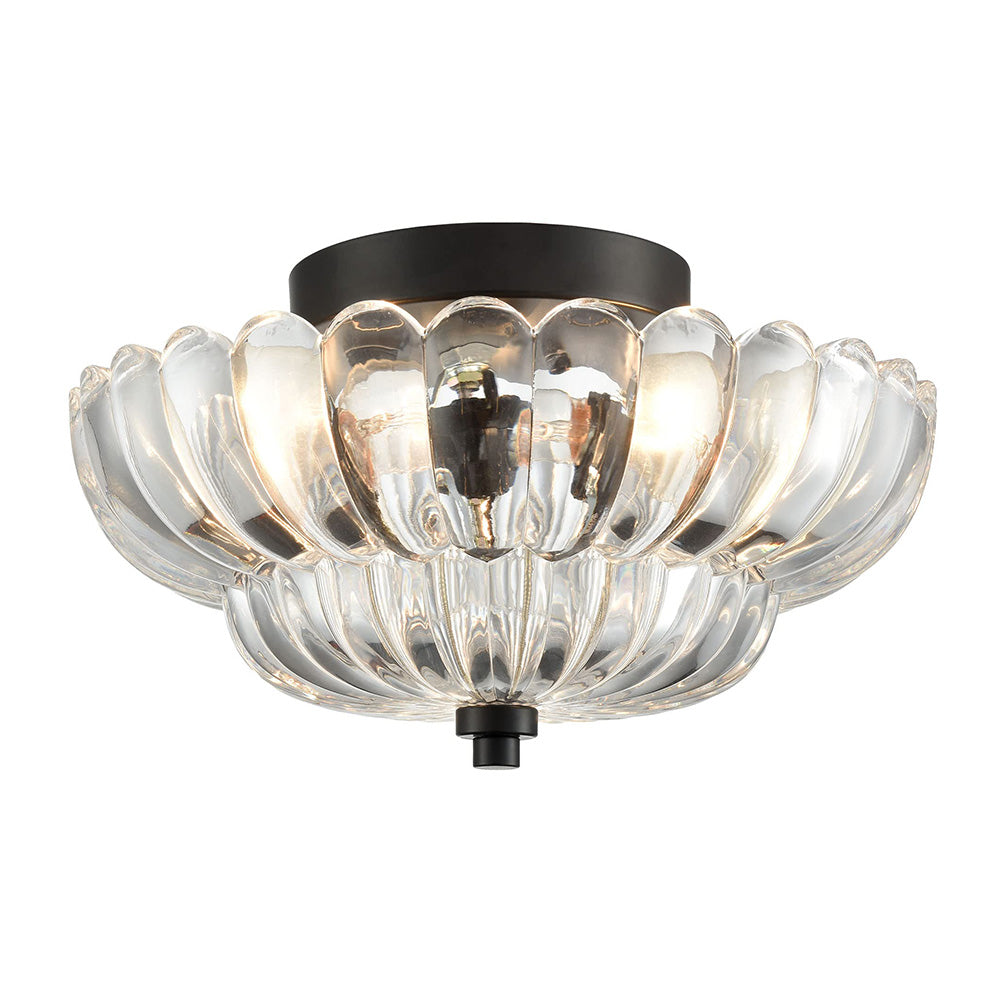 Vintage Glazen Semi-Flush Plafondlamp