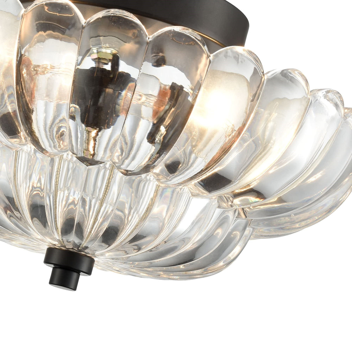 Vintage Glazen Semi-Flush Plafondlamp