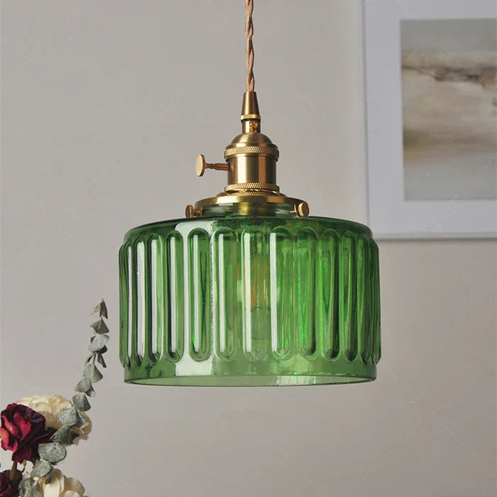 Vintage Cilindervormige Glazen Hanglamp
