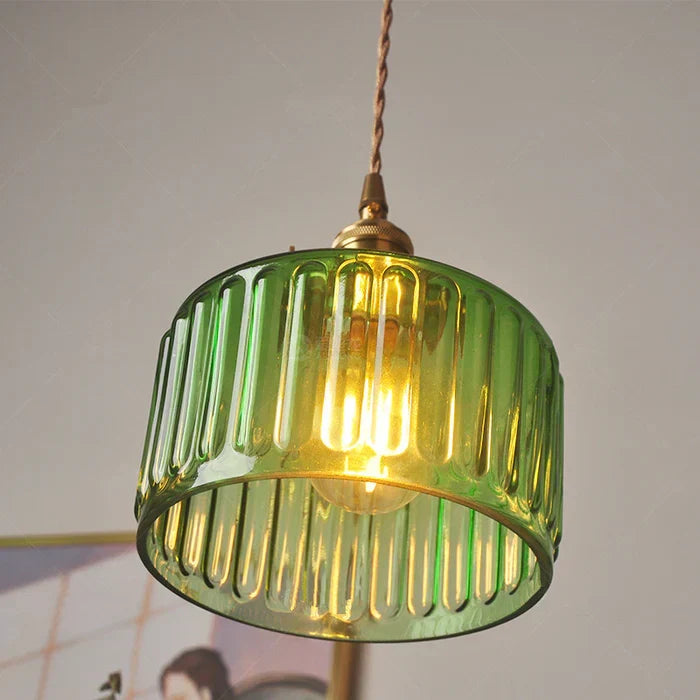 Vintage Cilindervormige Glazen Hanglamp