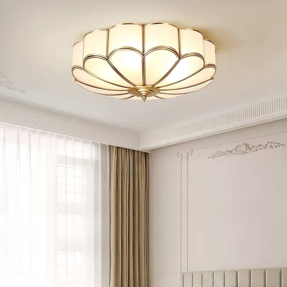 Koperen Plafondlamp van Messing & Glas