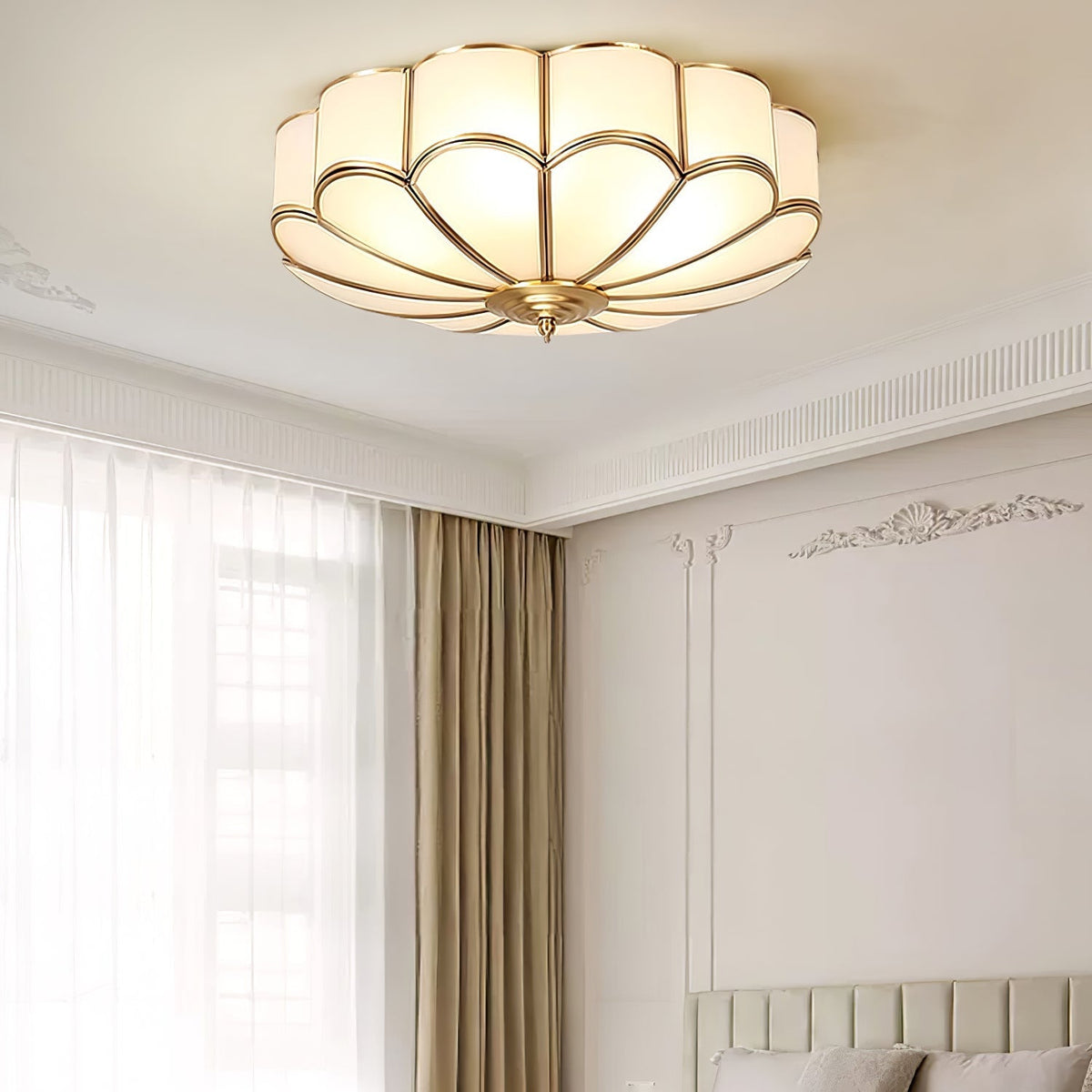 Koperen Plafondlamp van Messing & Glas