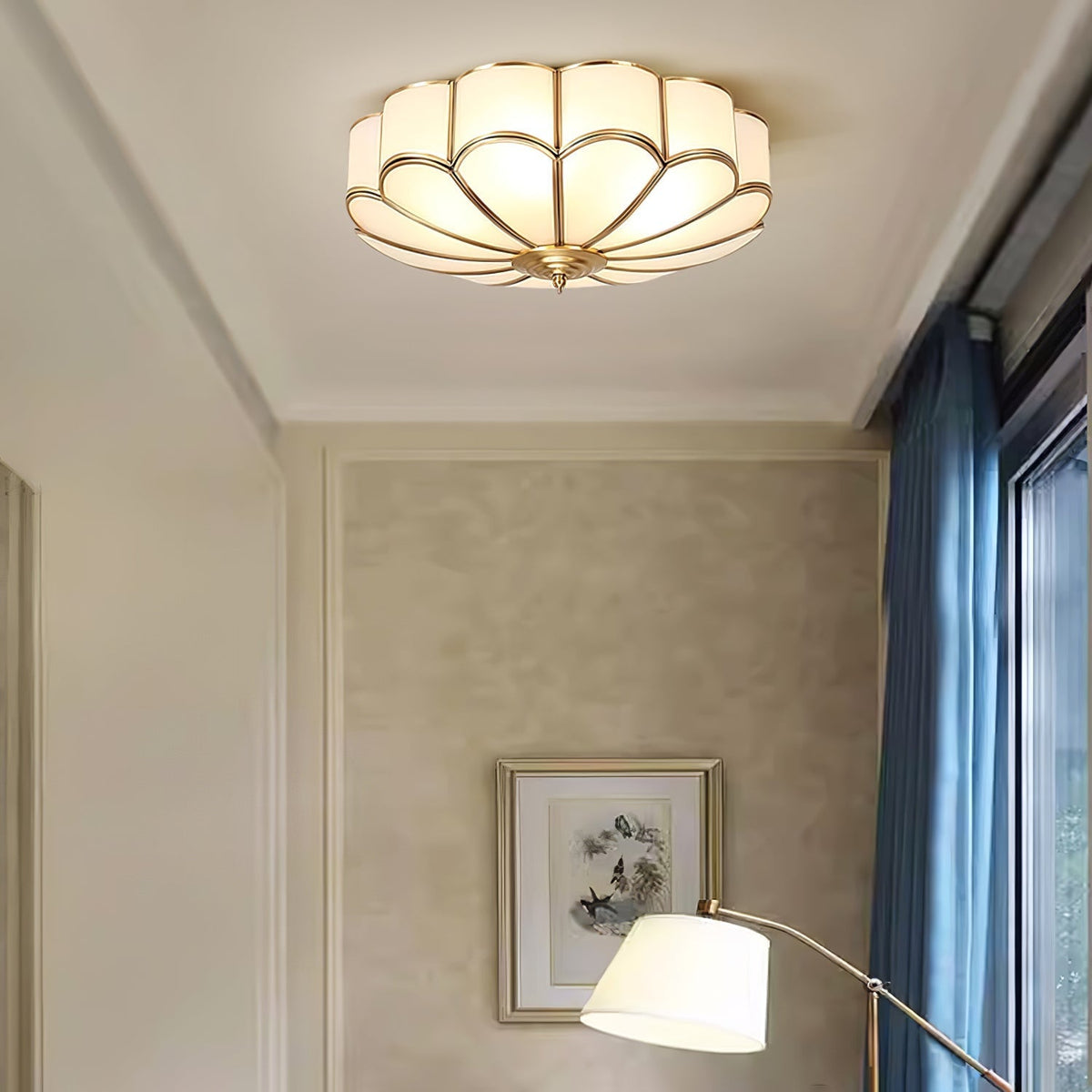 Koperen Plafondlamp van Messing & Glas