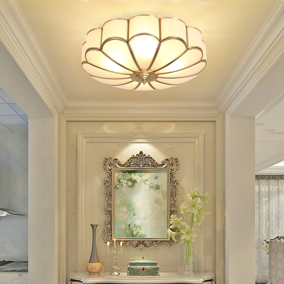 Koperen Plafondlamp van Messing & Glas