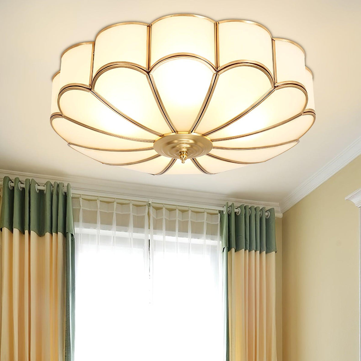 Koperen Plafondlamp van Messing & Glas