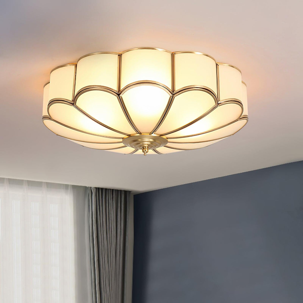 Koperen Plafondlamp van Messing & Glas