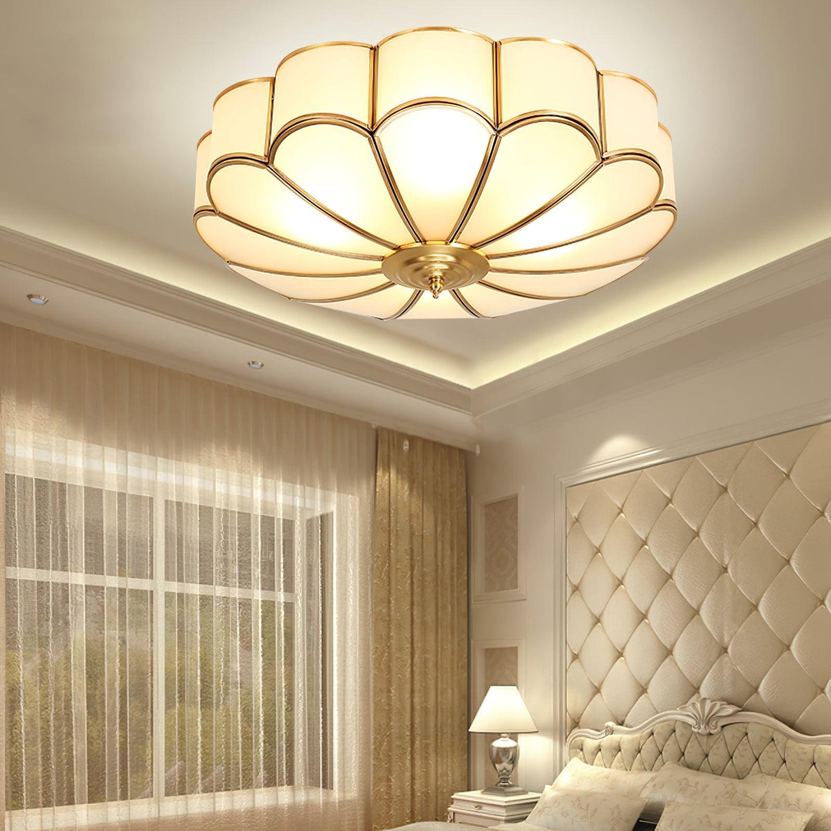 Koperen Plafondlamp van Messing & Glas
