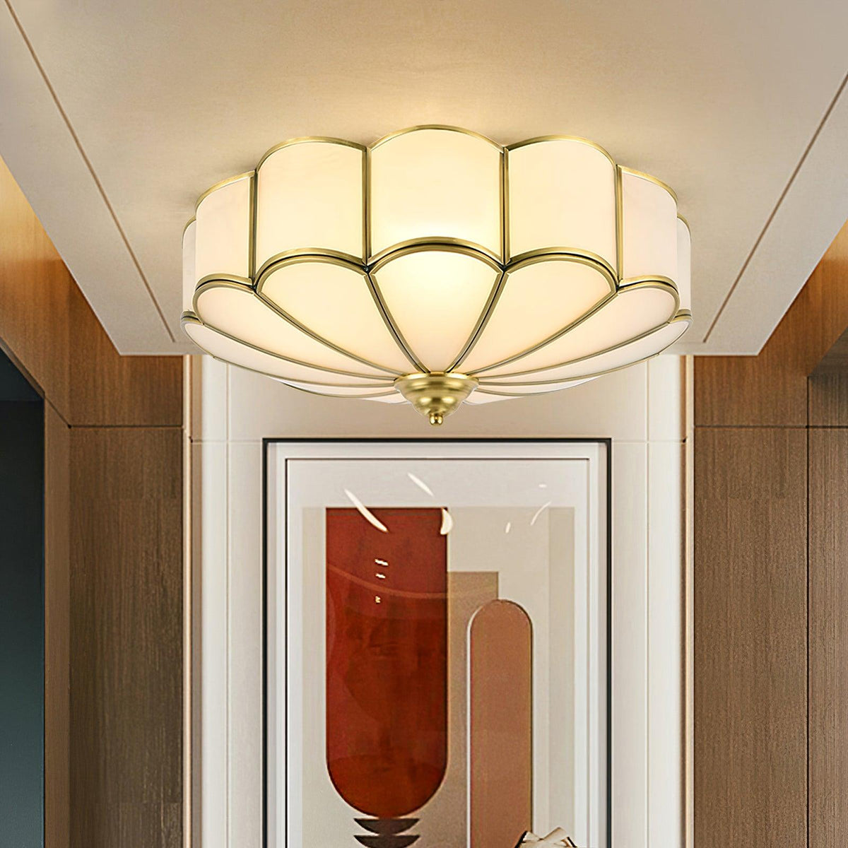 Koperen Plafondlamp van Messing & Glas