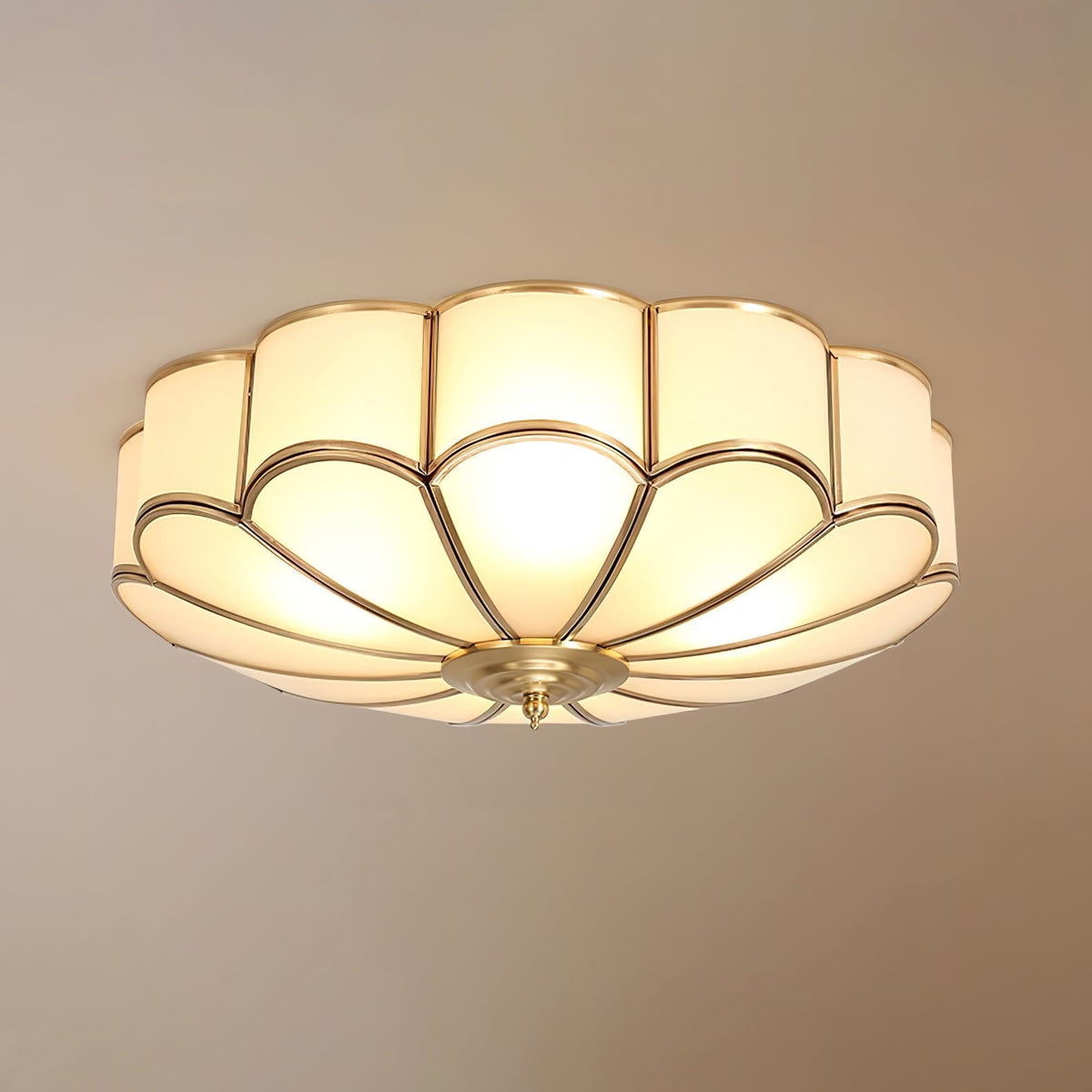 Koperen Plafondlamp van Messing & Glas