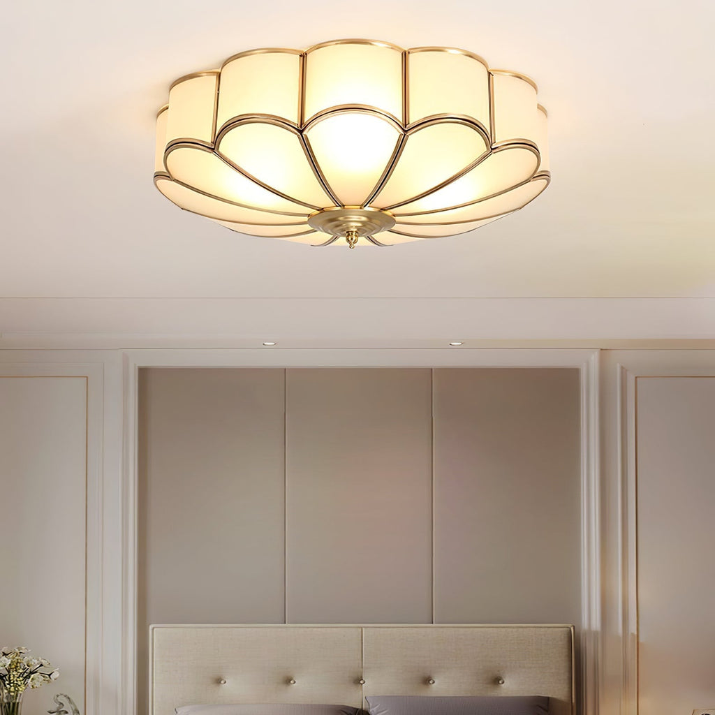 Koperen Plafondlamp van Messing & Glas