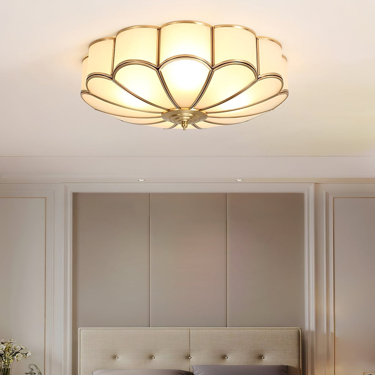 Koperen Plafondlamp van Messing & Glas