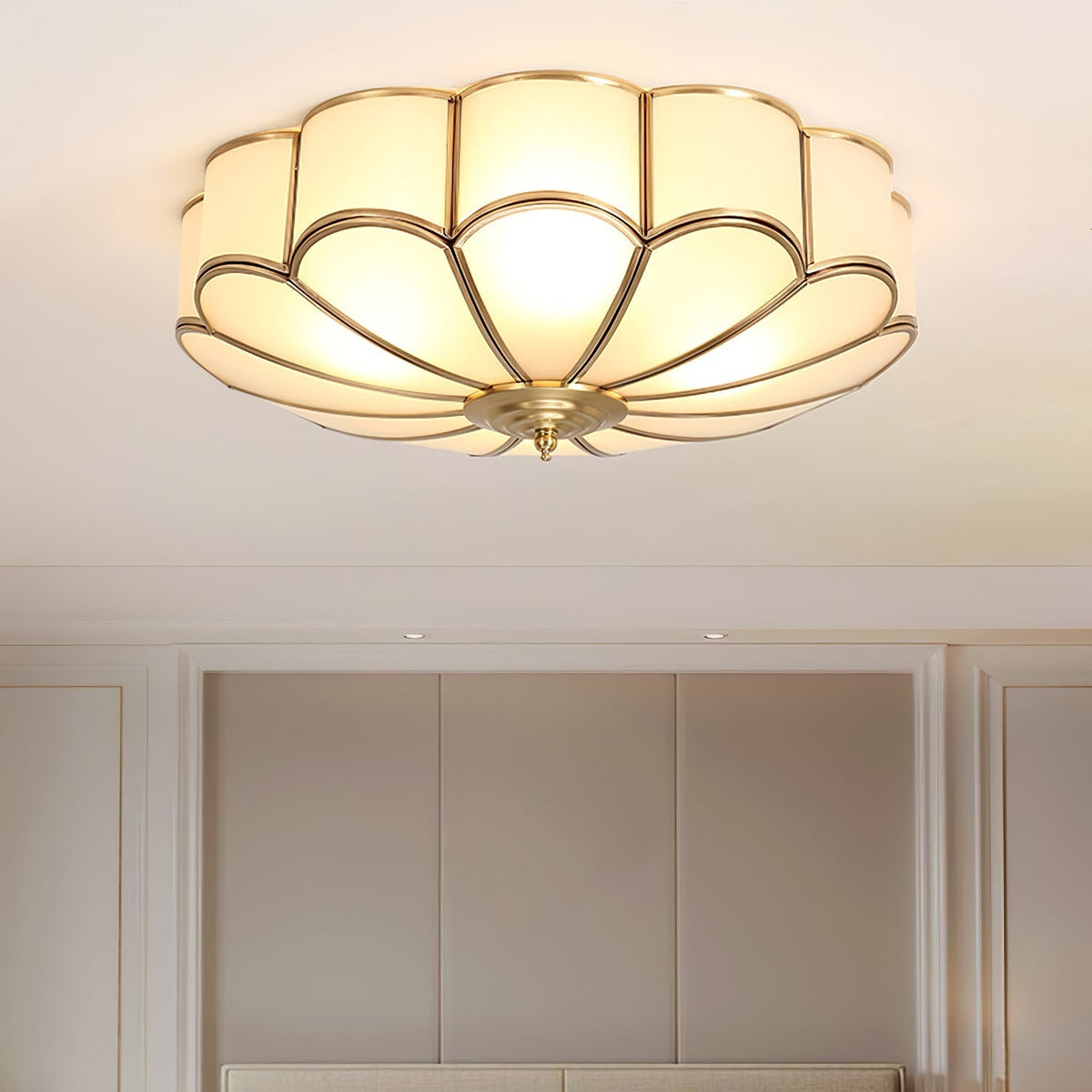 Koperen Plafondlamp van Messing & Glas
