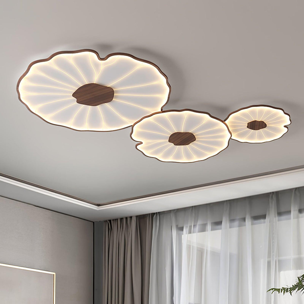 Moderne LED Plafondlamp Houtlook