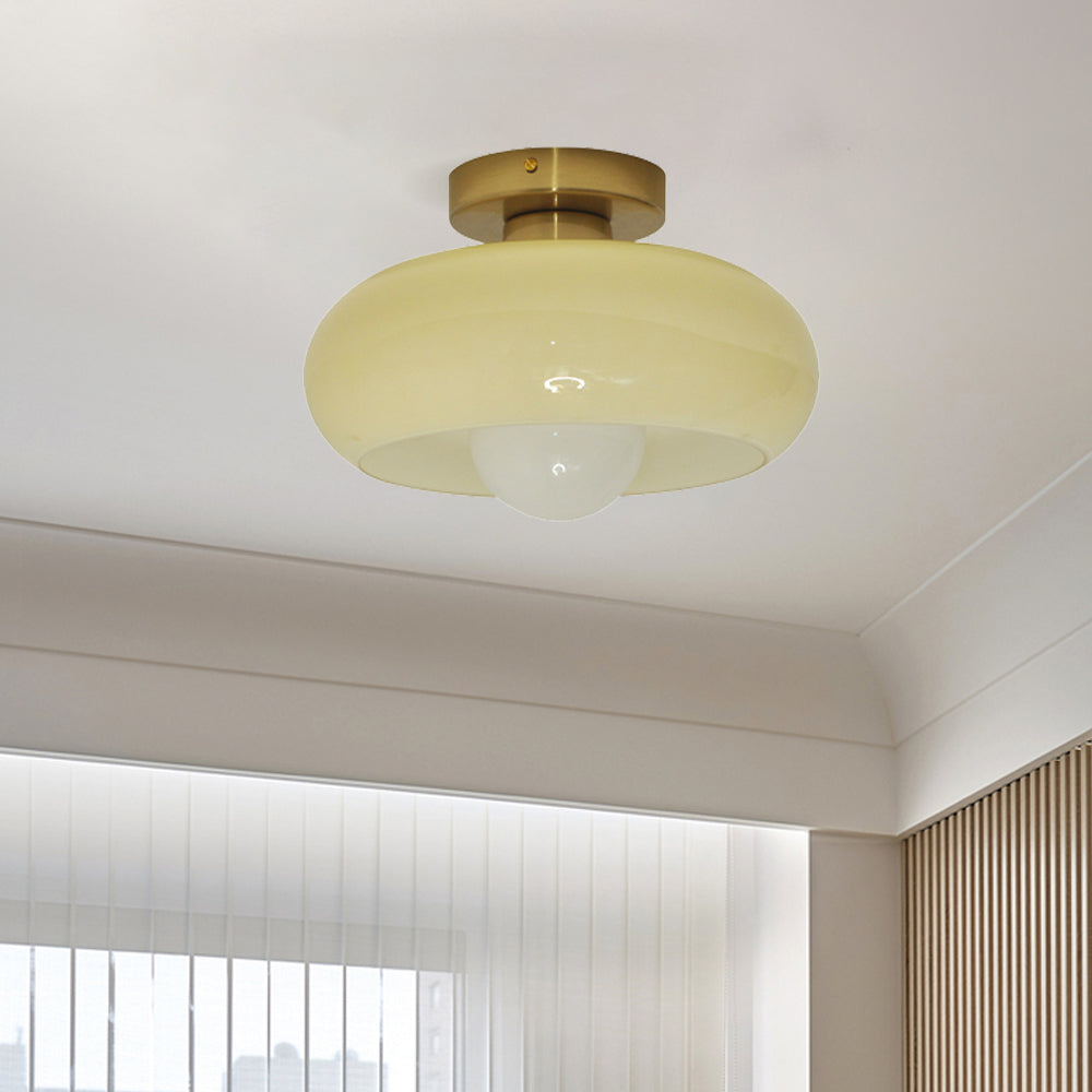 Mid-Century glazen semi-flush plafondlamp