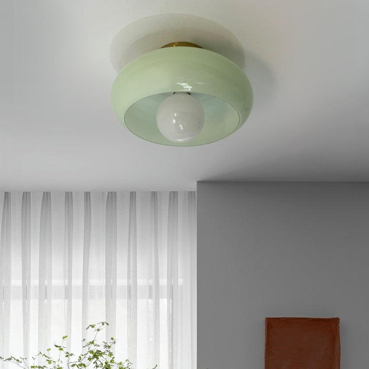 Mid-Century glazen semi-flush plafondlamp