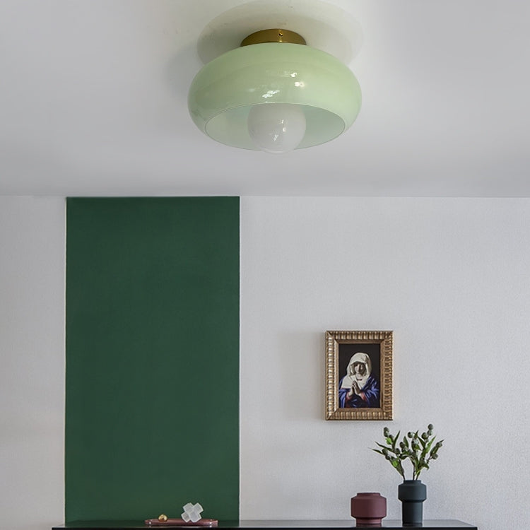 Mid-Century glazen semi-flush plafondlamp