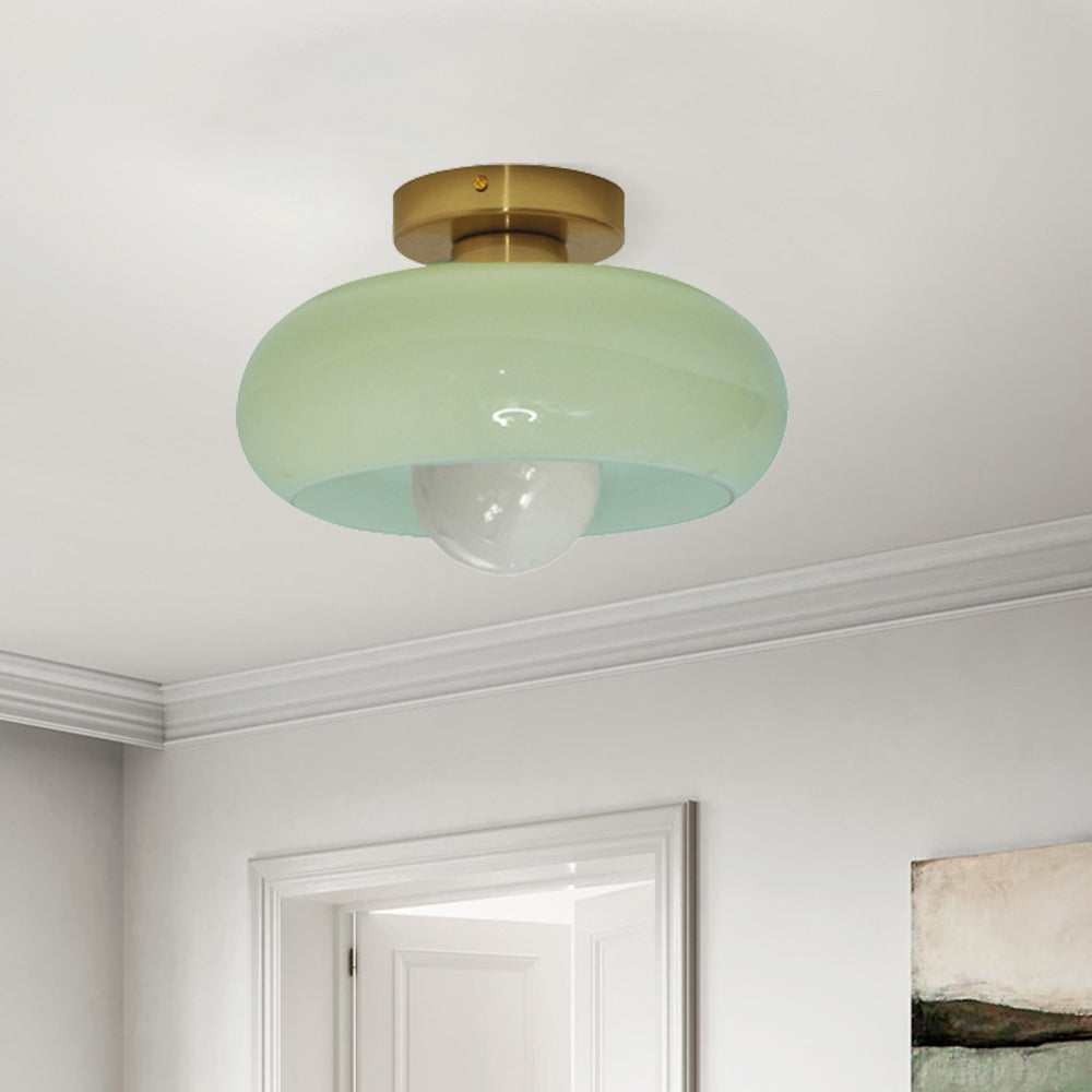 Mid-Century glazen semi-flush plafondlamp