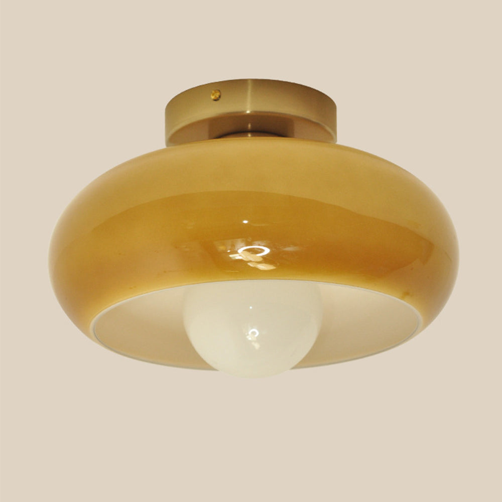 Mid-Century glazen semi-flush plafondlamp