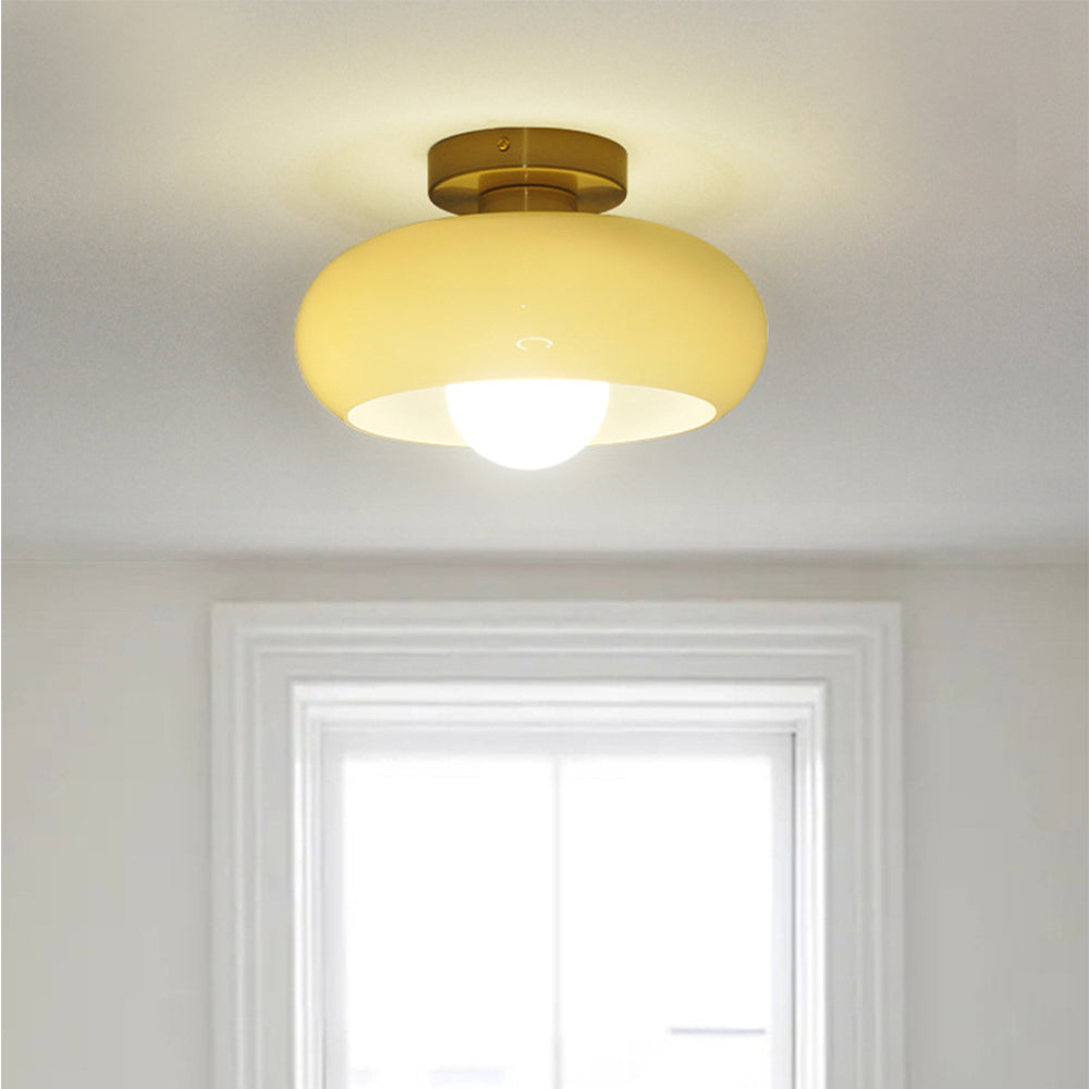Mid-Century glazen semi-flush plafondlamp
