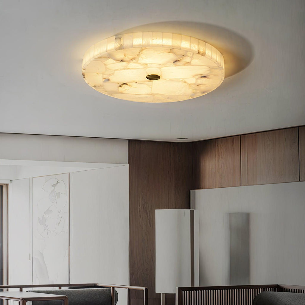 Ronde en Slanke LED Plafondlamp van Albast