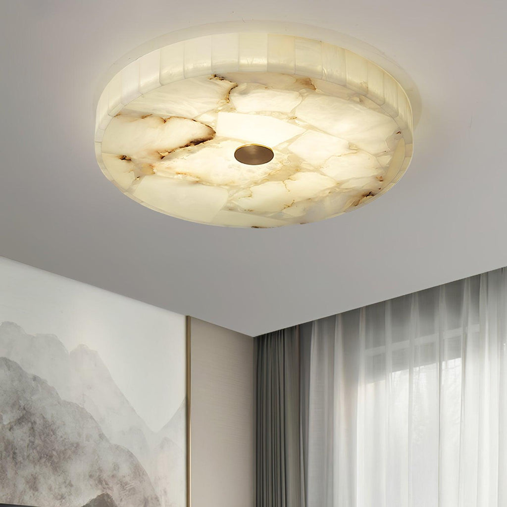 Ronde en Slanke LED Plafondlamp van Albast