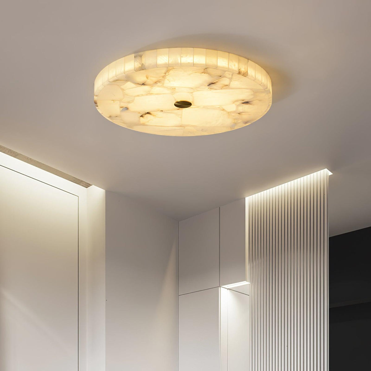 Ronde en Slanke LED Plafondlamp van Albast