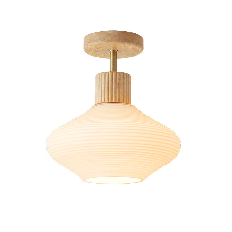 Moderne Japandi Plafondlamp Hout en Glas