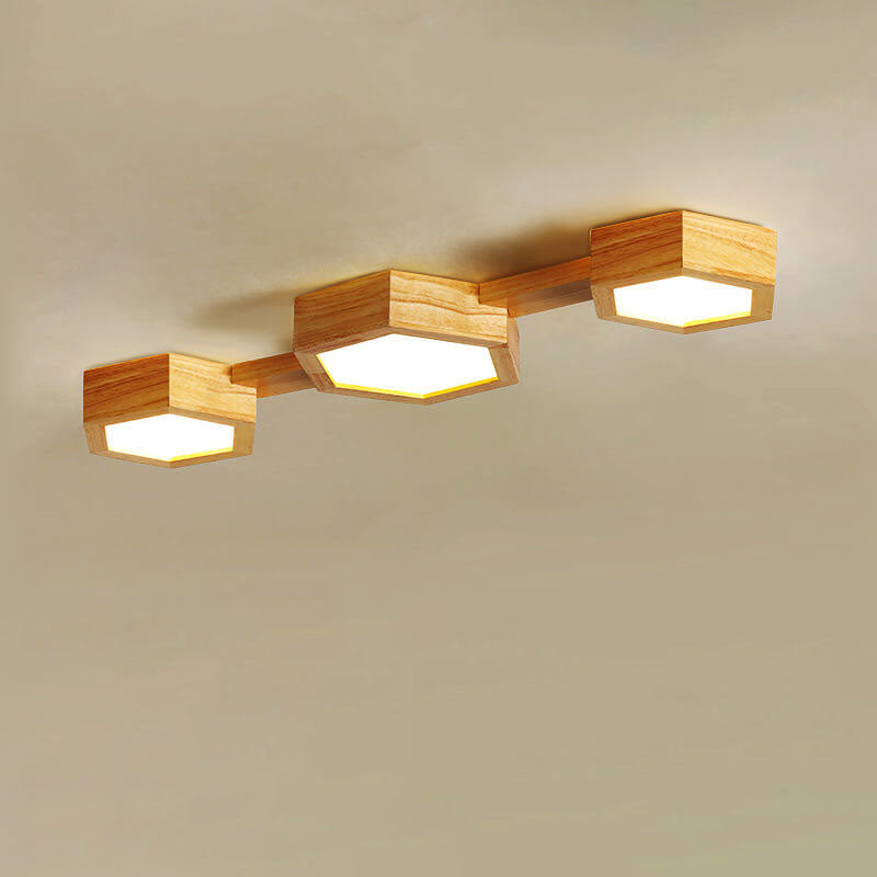 Moderne Houten Japandi LED Plafondlamp