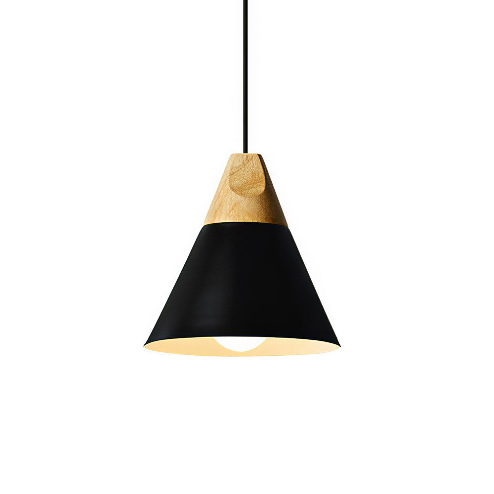 Scandinavische hanglamp van hout en aluminium