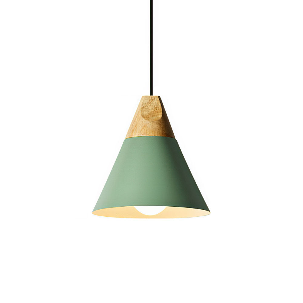 Scandinavische hanglamp van hout en aluminium