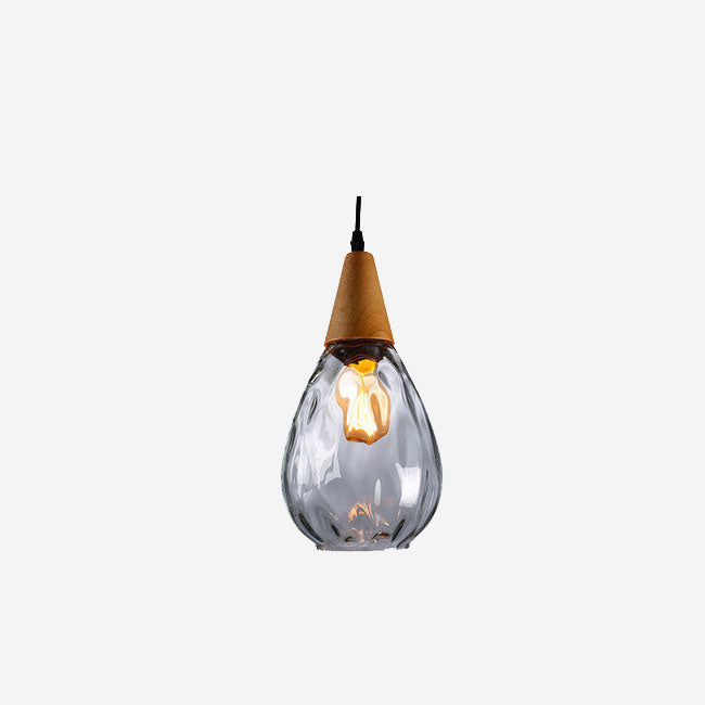 Glazen Hanglamp met Houten Accent