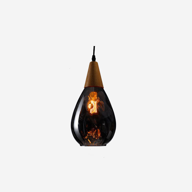 Glazen Hanglamp met Houten Accent