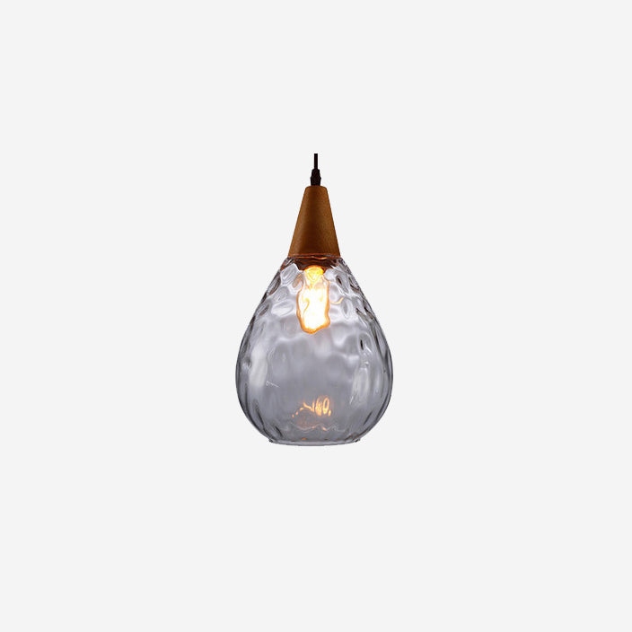Glazen Hanglamp met Houten Accent