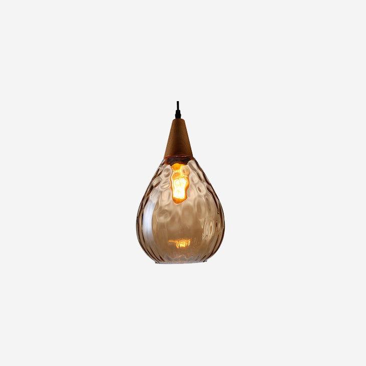 Glazen Hanglamp met Houten Accent