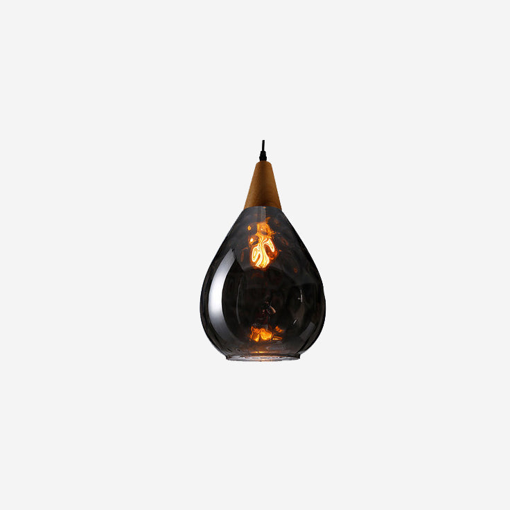 Glazen Hanglamp met Houten Accent