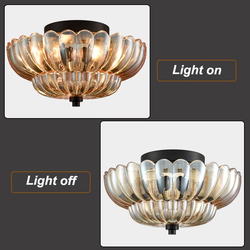 Vintage Glazen Semi-Flush Plafondlamp
